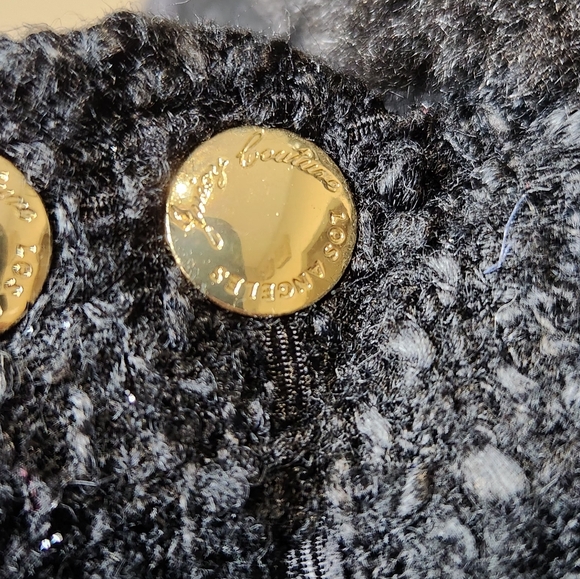 Juicy Couture Black Tweed Moto Jacket with Gold Zippers And Pink Quilted Lining. - Picture 4 of 15